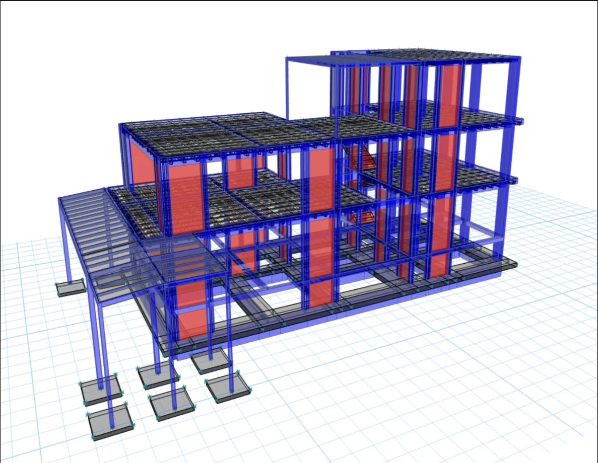 Modelo estructural tridimensional usado para análisis técnico